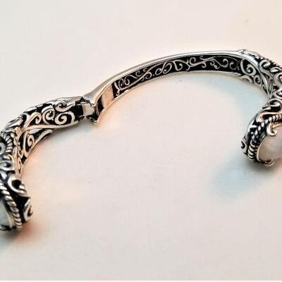 Lot #106  Pretty Sterling Silver Hinged Cuff Bracelet