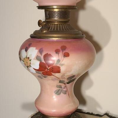 Lot 128: Hand-painted Soft Glow Oil Lamp (converted)