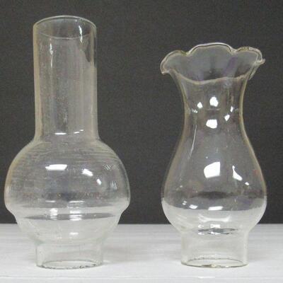 2 Small Glass Chimneys For Smaller Lamps