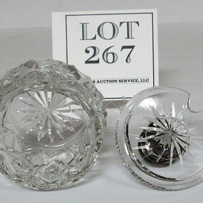 Cut Glass With Sterling Knob Jam or Condiment Jar