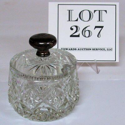Cut Glass With Sterling Knob Jam or Condiment Jar