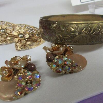 Costume Jewelry &  Strung Heishi Shells From the 1970s, Copper Bangle Bracelet
