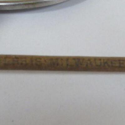 1st Wisconsin Advertising Spoon Rest, Antique Drink Stir Stick, and Small Tap Handle