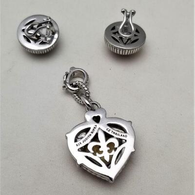 Lot #112  Judith Ripka Enhancer/Pendant - Sterling with faceted Lemon Quartz-type stone, matching earrings