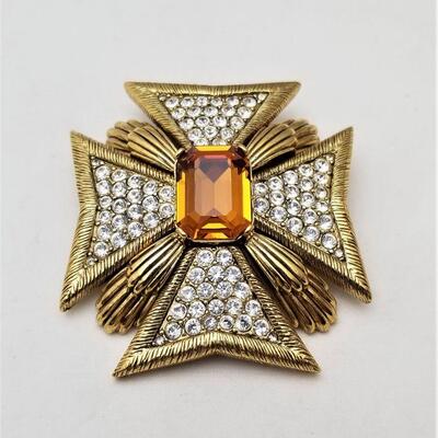 Lot #113  Joan Rivers Collection Maltese Cross Set with Rhinestones & Faceted faux Citrine