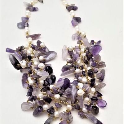 Lot #117  Statement Piece - Natural Amethyst and Freshwater Pearl Necklace