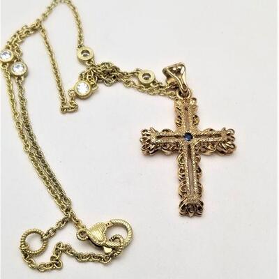 Lot #118  Baroque Style necklace - gold plated over Sterling, with Cross