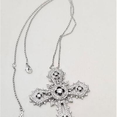 Lot #119  Beautiful, ornate Cross Necklace set with CZs