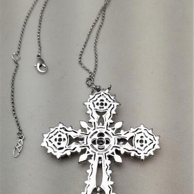 Lot #119  Beautiful, ornate Cross Necklace set with CZs