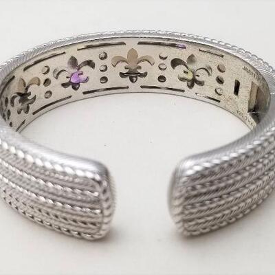 Lot #120  Stunning Judith Ripka hinged cuff - sterling silver semi-precious stones
