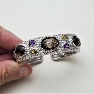Lot #120  Stunning Judith Ripka hinged cuff - sterling silver semi-precious stones