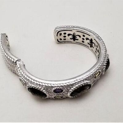 Lot #120  Stunning Judith Ripka hinged cuff - sterling silver semi-precious stones