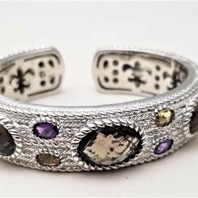 Lot #120  Stunning Judith Ripka hinged cuff - sterling silver semi-precious stones
