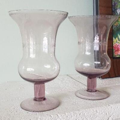 2 Pink Glass Vases