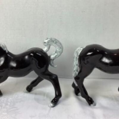 2180 Pair of Mid Century Ceramic Horse Figurines