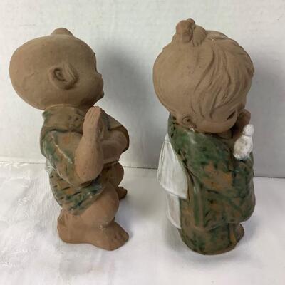 2181 Pair of Mid Century Tokyo Imports Clay Children Figurines