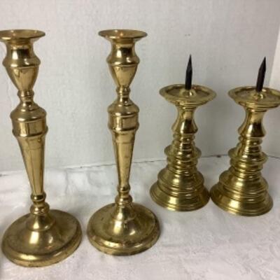 2195 Two Pairs of Brass Candlesticks