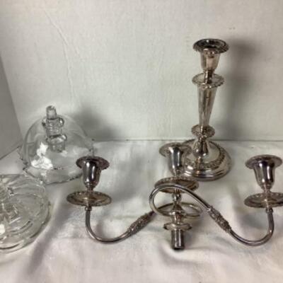 2197 Silver Plate Candlestick with Four Glass Candle Inserts