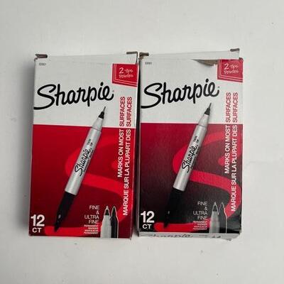 Sharpie 2 Tips Fine & Ultra Fine Black Markers (2 packs of 12 - 24 total pieces)