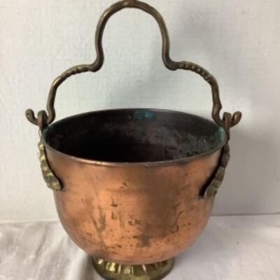 2198 Hammered Copper and Brass Pail 