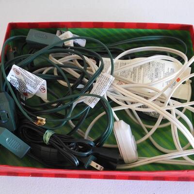 Assorted tool, extension cords, drop light