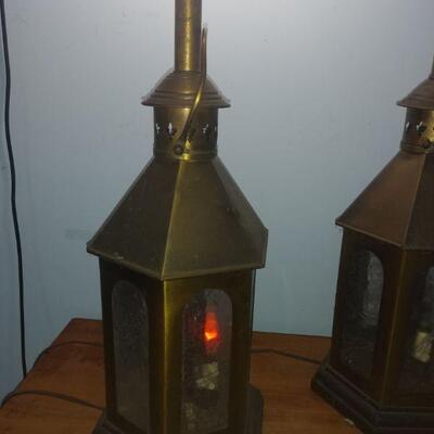 Vintage Brass Lantern Duo Table lamps