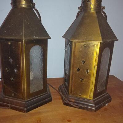 Vintage Brass Lantern Duo Table lamps