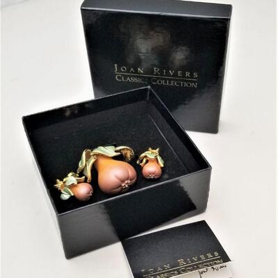 Lot #122 Never Removed from Box - Joan Rivers Brooch & Clip earring set - PEARS