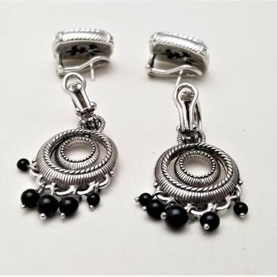 Lot #123  Two Pair of Pierced Earrings - Judith Ripka Sterling with Onyx & Sterling double hoops