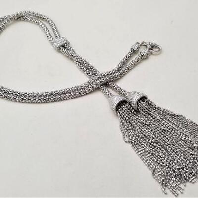 Lot #126  Beautiful Tassel style necklace  - Sterling Silver set with CZs