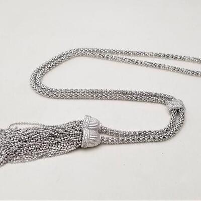 Lot #126  Beautiful Tassel style necklace  - Sterling Silver set with CZs