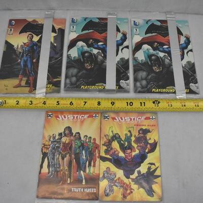 5 Small DC Comic Books: Superman, Batman, Wonder Woman, Justice League - New