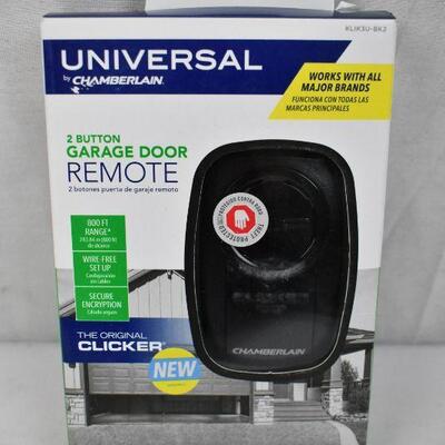 Chamberlain KLIK3U-BK2 Black Universal Garage Door Remote Two Button - New