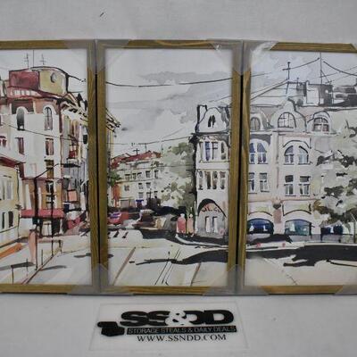 3 pc Wall Decor Watercolor Prints. Damage on BACK - New