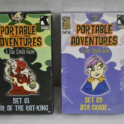 2 Decks Game Cards: Portable Adventures Set 1 (open unused) & 2 (sealed) - New