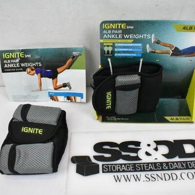Ignite by SPRI Wrist/Ankle Weights 8lbs Set. 4 pounds Each. Open - New