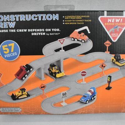 DRIVEN Track Playset Toy Trucks â€“ Construction Crew (57pc) Pocket Series - New