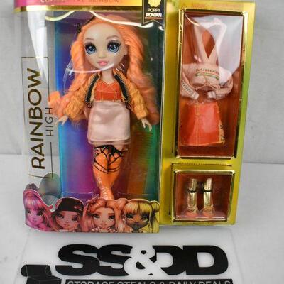 Rainbow High Poppy Rowan â€“ Orange Fashion Doll with 2 Outfits - New