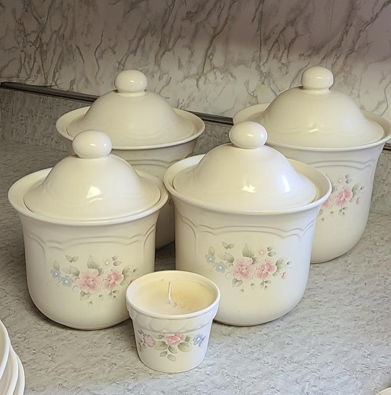 Lor 150 Pfaltzgraff Tea Rose Canister Set Platters and More