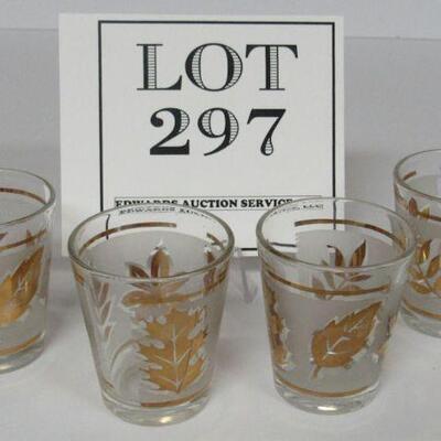 Vintage Gold Leaf Set of 4 Shot Glasses
