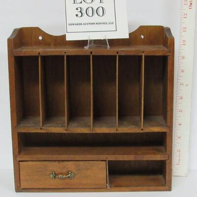 Vintage Wood Small Desk Organizer