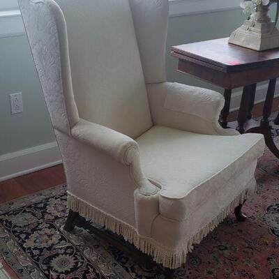 2 White Wingback Armchairs