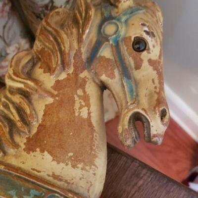Antique DECORATIVE MINIATURE COMPOSITION CAROUSEL HORSE