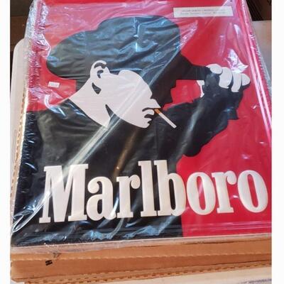 Vintage Marlboro Man Silhouette Tin Sign