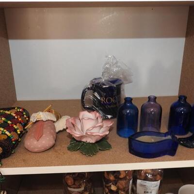 Blue medicine bottles, Flip tops & lovely serving piece