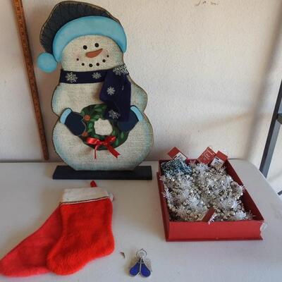 Snow man, garland & huge bag of Holiday boxes