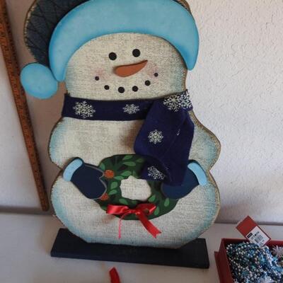 Snow man, garland & huge bag of Holiday boxes