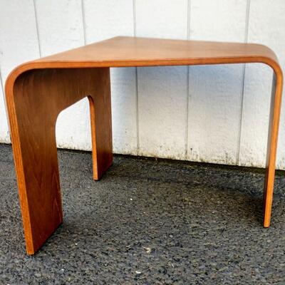 Lot #8 Triangular Single Piece Bent Wood End Table Danish 