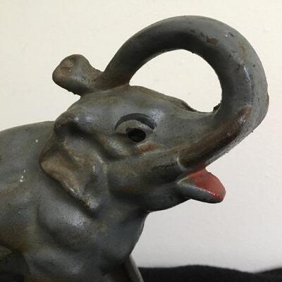 Vintage Cast Iron Elephant Coin Bank with Original Paint 8â€