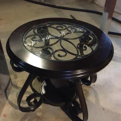 Matching Metal and Glass Coffee Table and Side Table Set